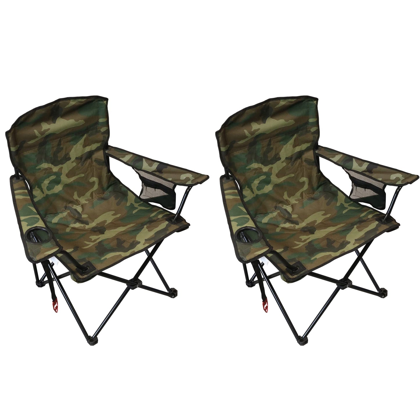 Wilcor Camp Chair, Set of 2, Folding Outdoor Chair, Portable Outdoor Lawn Chair for Camping. Attached Bottle Opener, Collapsible Sport Chairs (Chair, Camouflage)