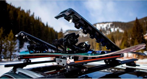 KUAT Grip 4 Durable Universal Car SUV Rooftop Crossbars Mounted Winter Sports Gear Hauling Transportation Slide-Out Locking Clamshell Rack, Fits 4 Skis/2 Snowboards - Pearl with Silver Anodize