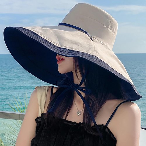 HUAMULAN 7" Wide Brim Women Summer Sun Floppy Hat Beach Bucket Fishing Hats Reversible Packable Travel Outdoor UV Protection