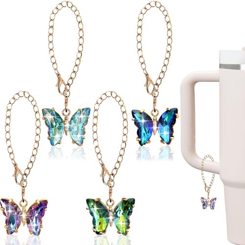 DLDXGXNR Charms for Stanley Cup Accessories Tumbler Handle Charm Cute Water Bottle Charms Glitter Personalized Identification Pendant(Butterfly)