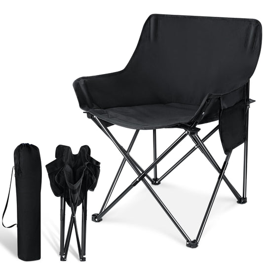 Leonyo Folding Camping Chairs, Portable Outdoor Lawn Chairs for Adults with Carrying Bag for Outside Fishing, Hiking & Festivals, Black