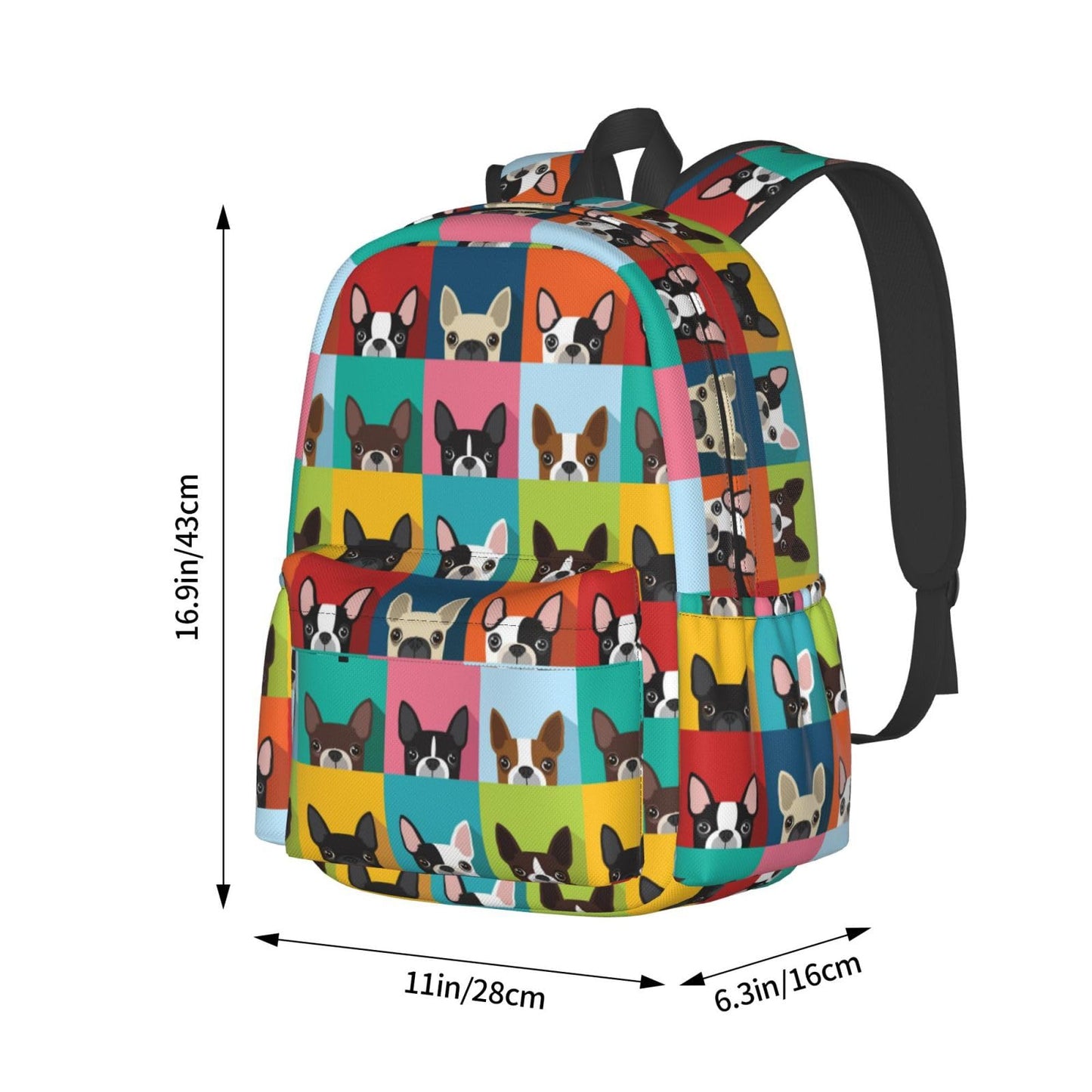 ACDRUING Cartoon Boston Terriers Bulldog Waterproof Backpack Adjustable Shoulder Straps Bag Large Capacity Casual Daypack Bookbag For Travel Work