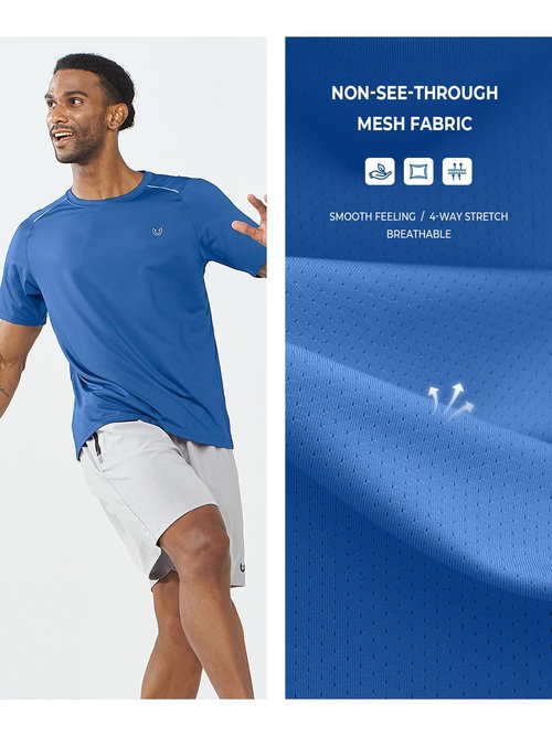 NORTHYARD Men's Athletic Running T-Shirts Workout Lightweight Short Sleeve Performance Shirts Top Tee Greyblue XL
