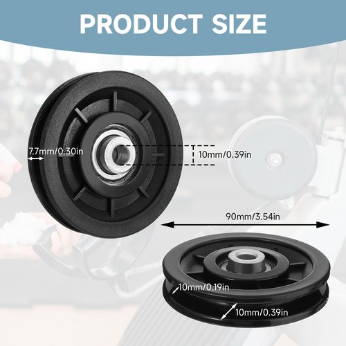 mekueeex 90mm/3.5" Universal Nylon Bearing Pulley Wheel Replace for Gym Equipment Part Cable Merchine, Wearproof Abration Bearing Pulley, Gym Equipment and Garage Door Pulley System(8 PCS)