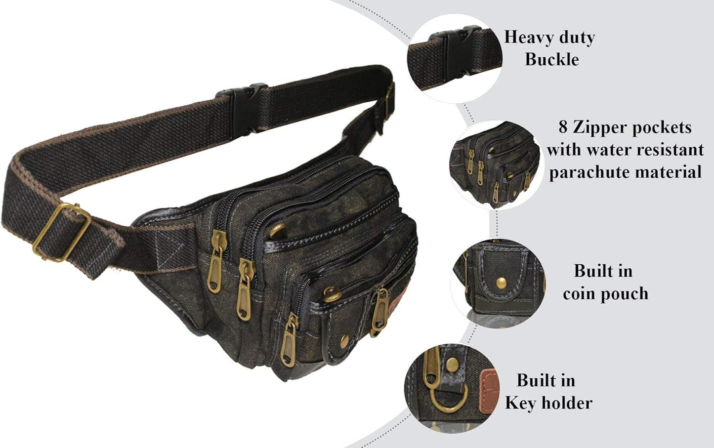 Waist Bag Fanny Pack For Men Travel Pouch For Women Anti Theft Waist Bag Belt Bag Waist Pouch For Travel Workout Running Hiking (Black 1106L)