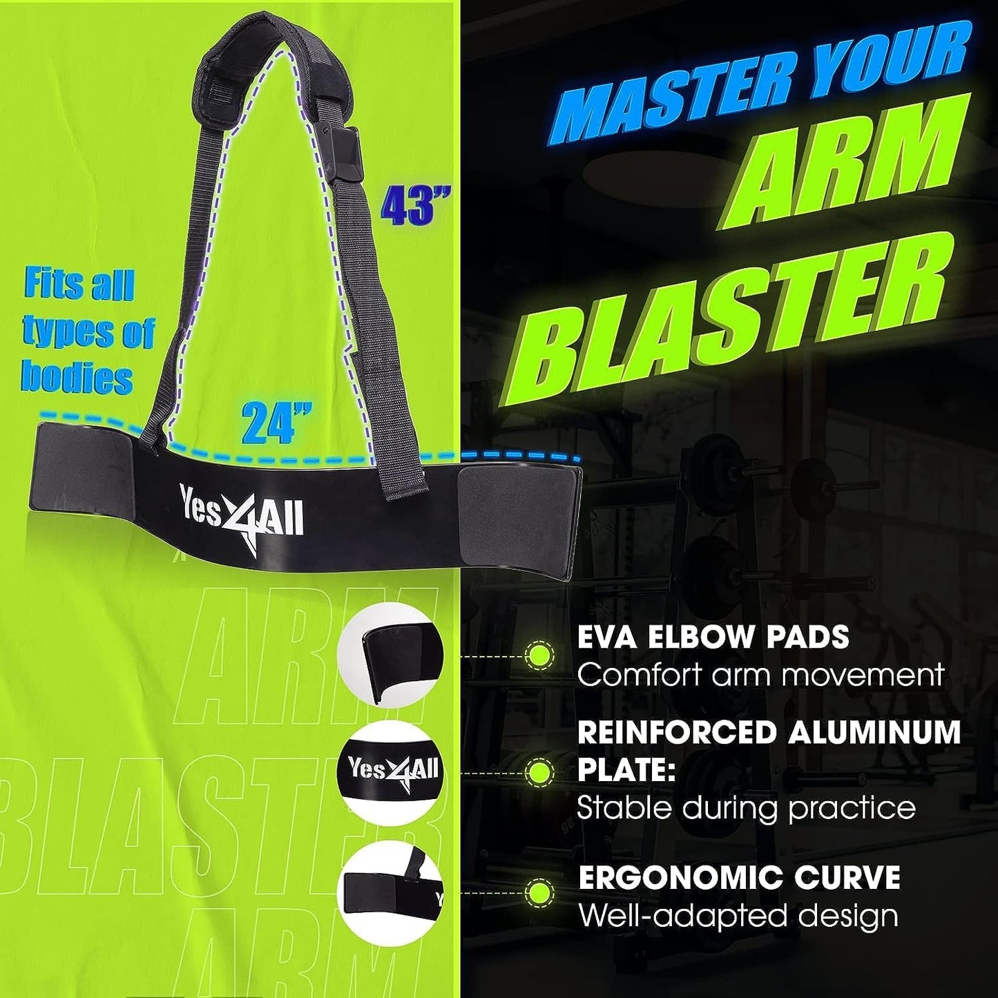 Wrist and Forearm Blaster - Adjustable Roller for Strength Training & Workouts - Fits 1” & 2” Weight Plates