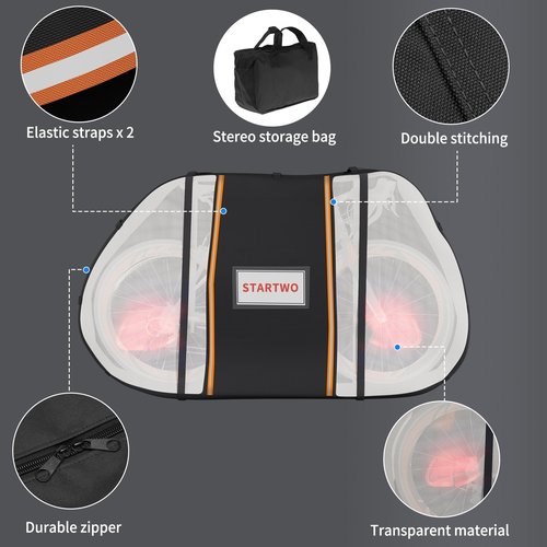 STARTWO Bike Cover for Transport On Rack, Bicycle Cover Outdoor Storage Waterproof for Transport 2 Bikes on Car Rear, with Two Elastic straps and License Plate Window, Visible tail lights