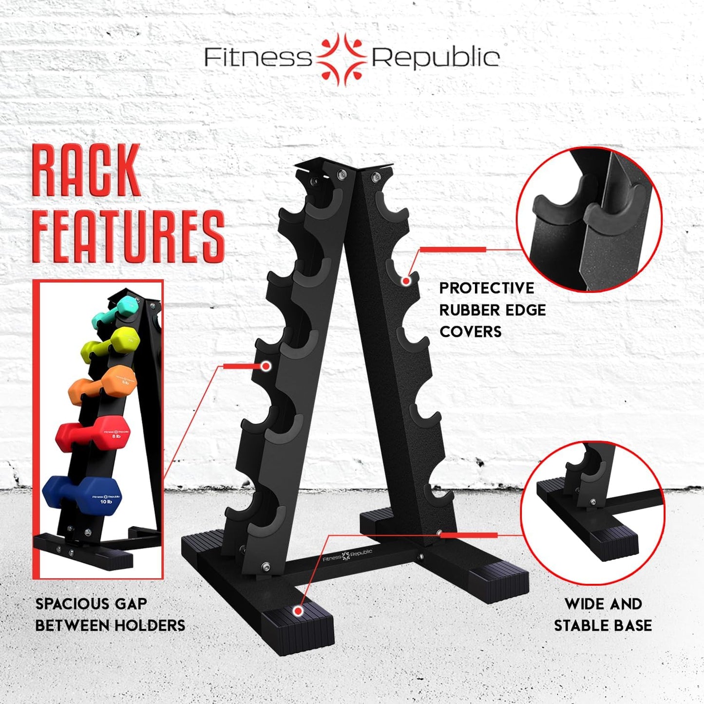 Neoprene Dumbbell Storage Rack - 2.0MM Steel Organizer for Home Gym - Easy Assembly