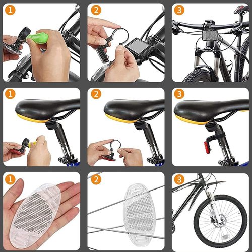 VICDUEKG Bike Front and Rear Reflectors Kit, 12 PCS Bicycle Light Wheel Spoke Reflectors Kit, Cycling Accessories Bike Safety Warning Reflectors for Handlebar and Night Cycling (White)