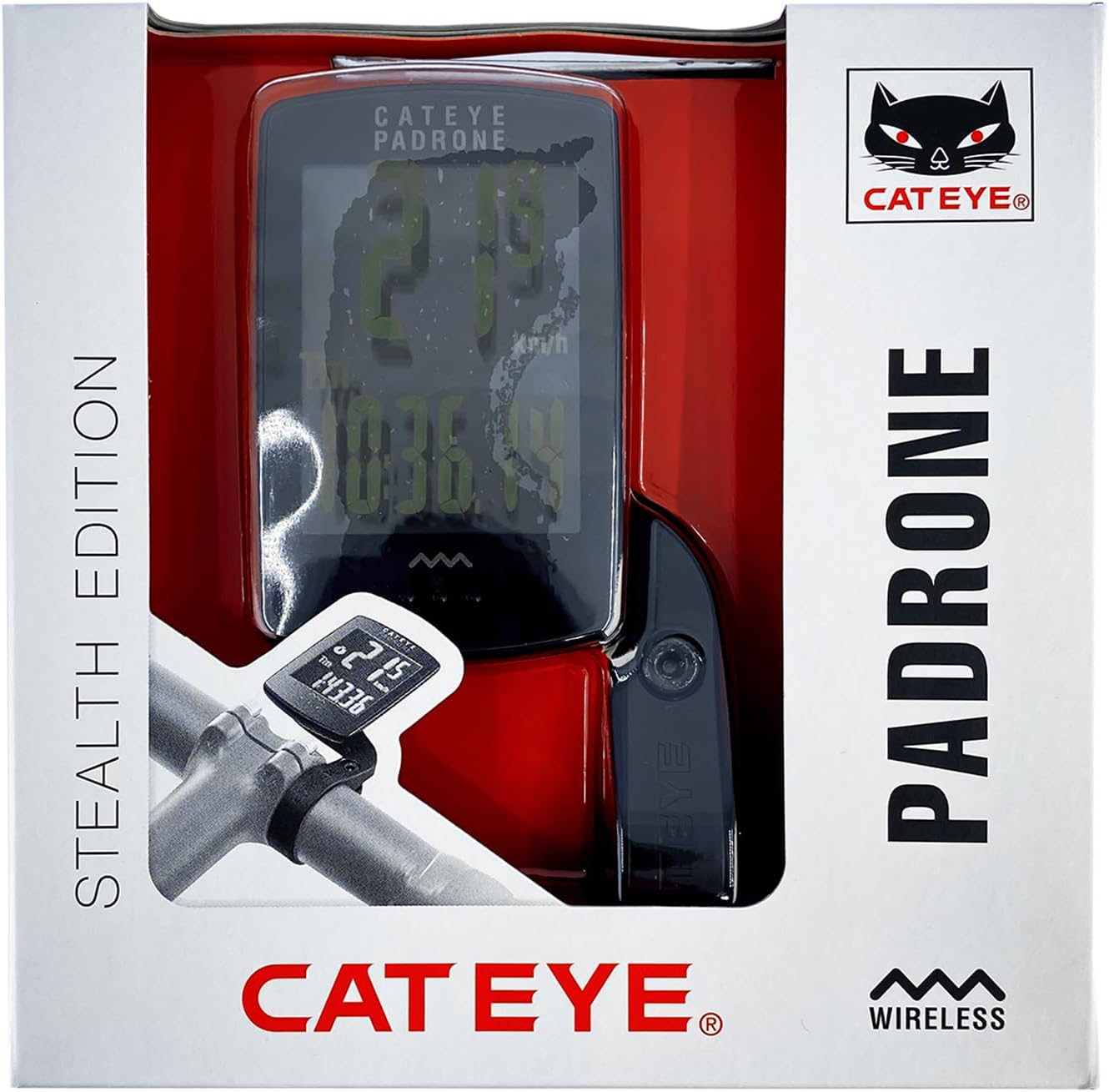 CATEYE Padrone Wireless Bike Computer – Oversized Display Cyclocomputer, Wireless Speedometer & Odometer, FlexTight™ Mount, Auto Start/Stop, Programmable Odometer