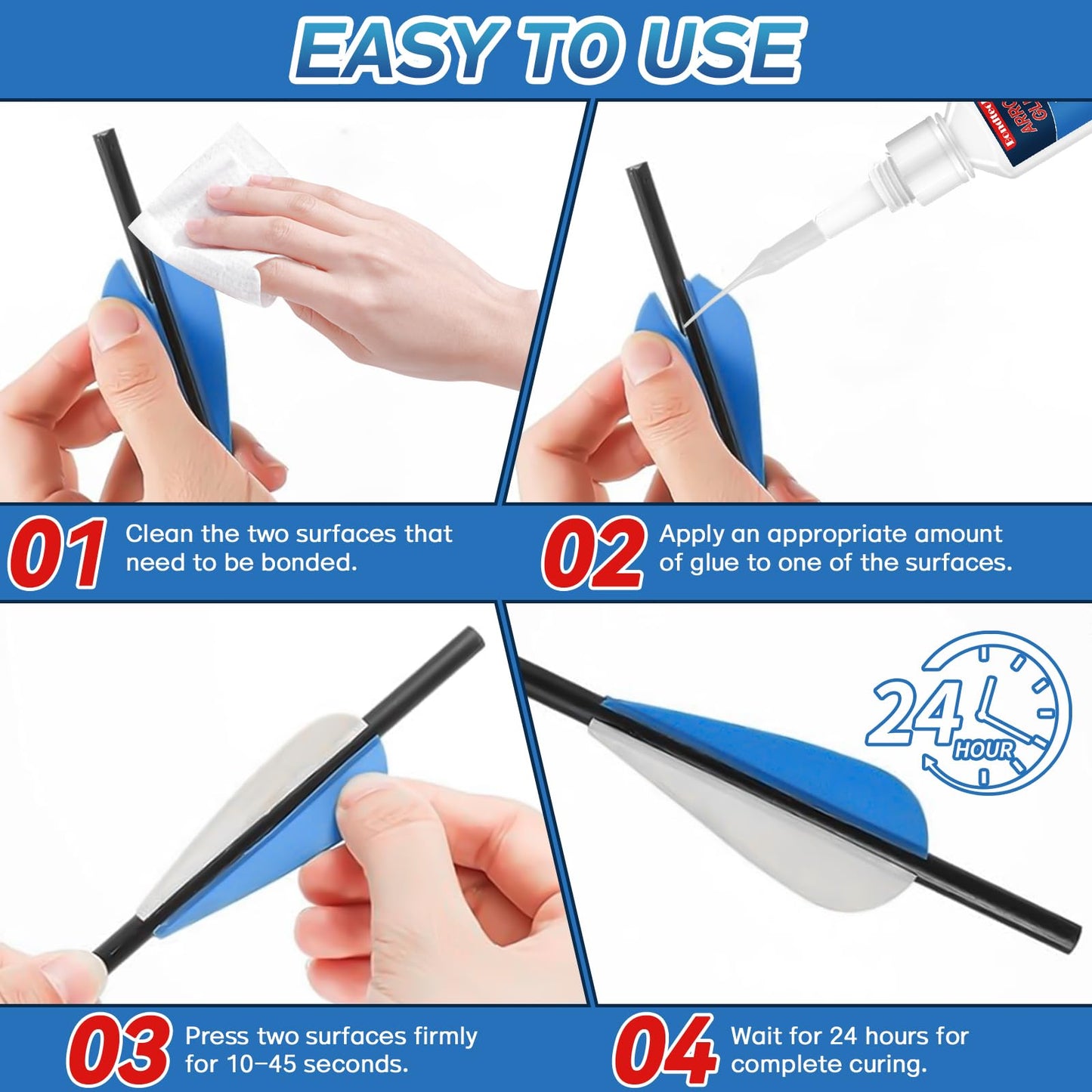Arrow Glue 30 g, Fletching Glue, Instant & Clear Adhesive for Carbon Arrows, Fletching Vanes, Feathers and Inserts, Great for Aluminium, Carbon and Wood Shafts