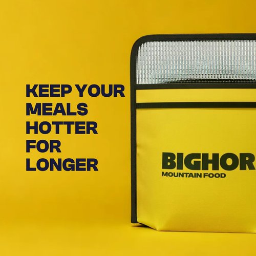 BIGHORN Insulated Bag for Backpackers - Durable Small Insulated Pouch for Freeze Dried Backpacking Meals - Packs Flat, Lightweight, Aids Rehydration, Keeps Food Hot, 10 ¼” x 7 ½” x 3 ½”, 1.5oz, Yellow