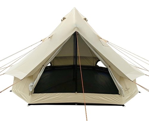 DANCHEL OUTDOOR B2 Portable Yurt Bell Tent with Stove Jack, Lightweight 4 Season All-Weather Waterproof Camping Tent for 4 Person Family Glamping, 4m/13ft 300D Oxford Khaki
