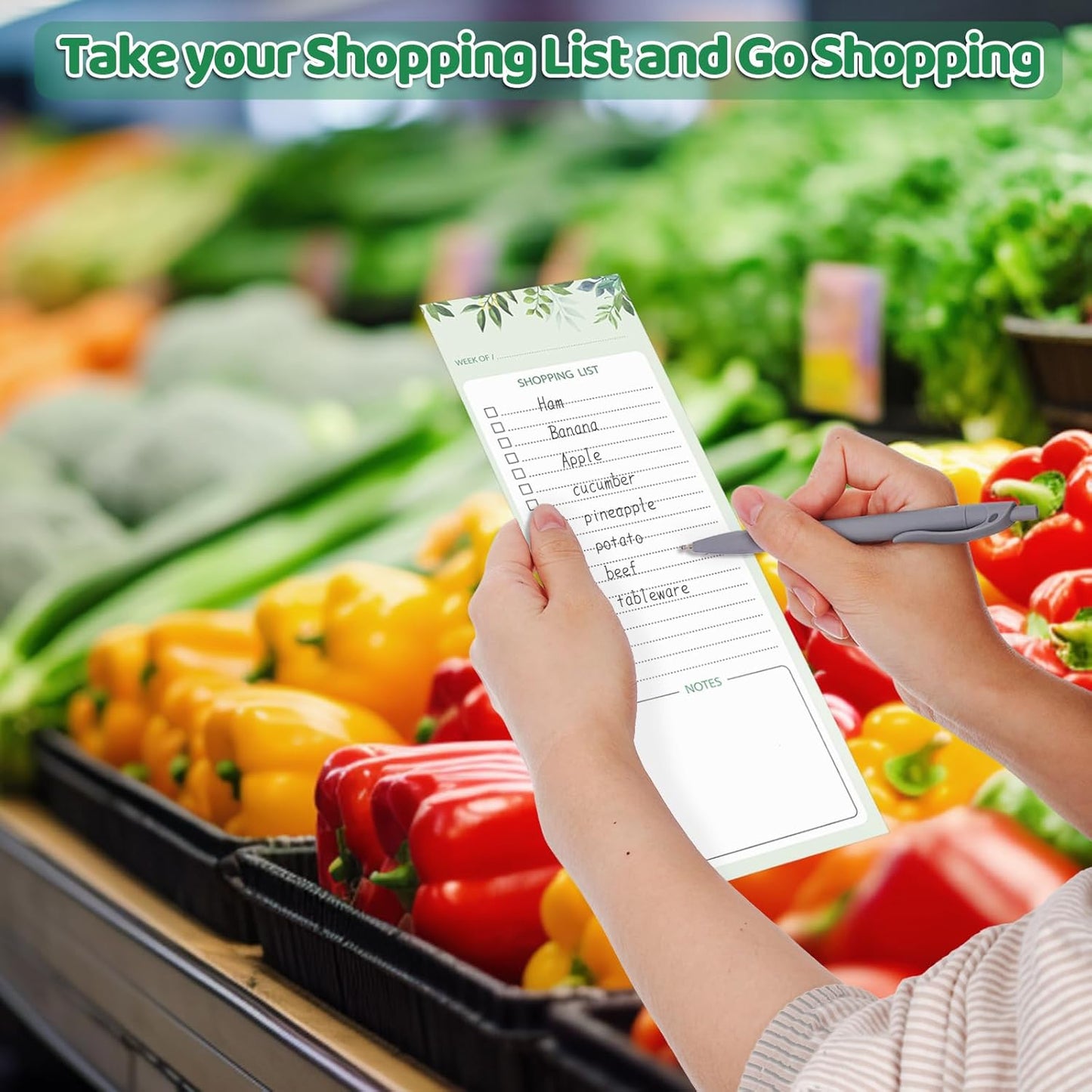 60 Sheet Meal Planner for Fridge, Magnetic Weekly Meal Planner & Grocery List with Tear-off Shopping List for Meal Prep, 7x10''-Flower Design