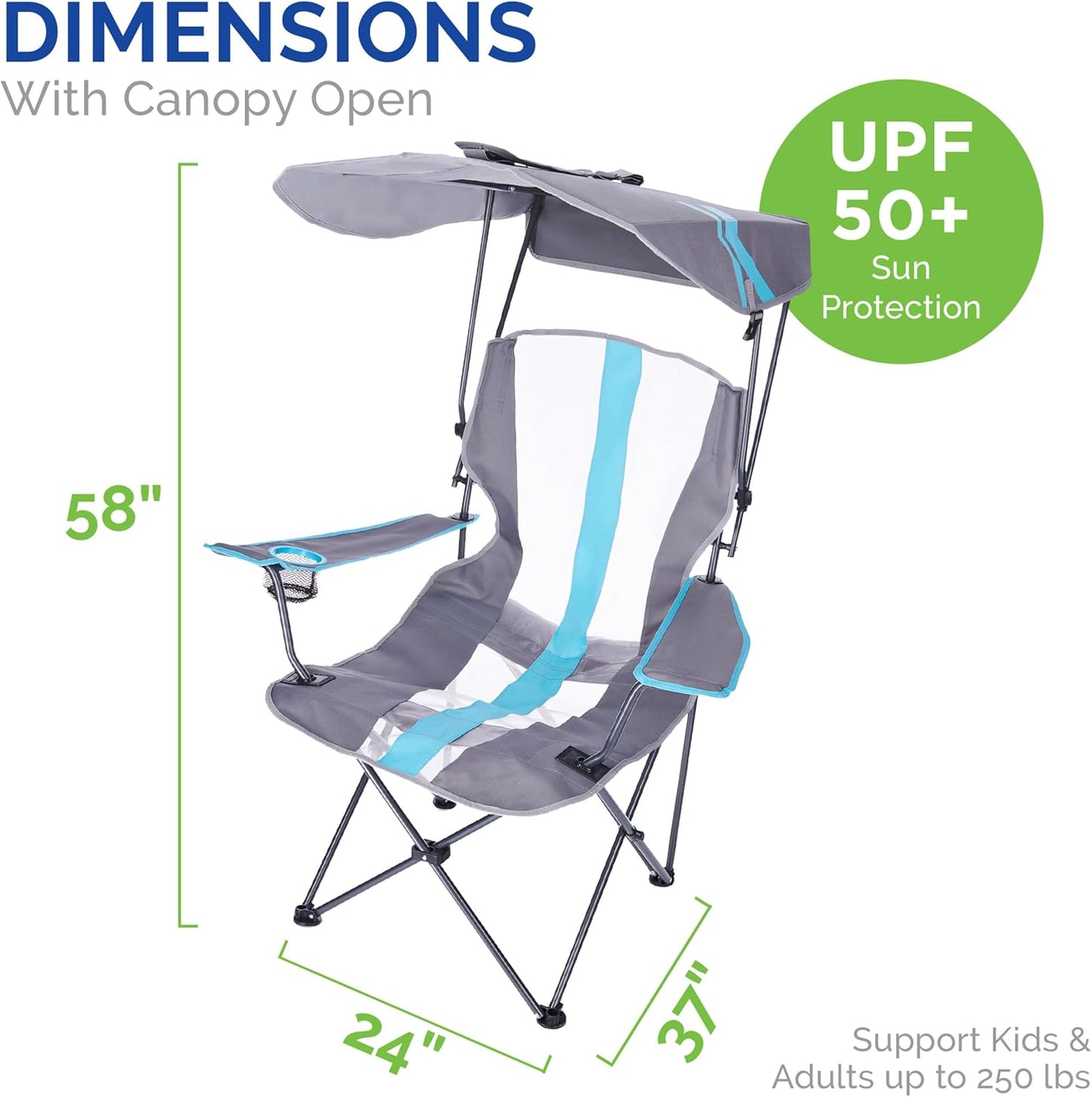 Foldable Canopy Chair for Camping & Tailgating - Kelsyus Grey/Red Outdoor Chair