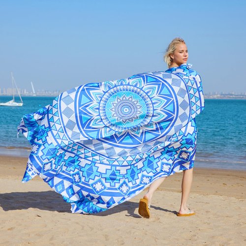 Boho Beach Blanket Sandproof Waterproof Extra Large Blankets for 1-8 Adults Size 110"x118" with Ground Mails, Pouch Bag, Anti Sand