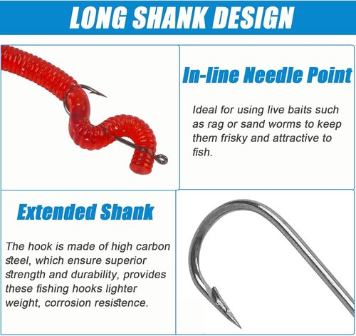 Crappie Panfish Fishing Hooks Aberdeen Hook Set,150pcs Fishing Hooks Long Shank Offset Crappie Hooks Light Wire Fish Hook Carbon Steel Bluegill Hooks Freshwater Bass Catfish Trout Mix Color Small Size