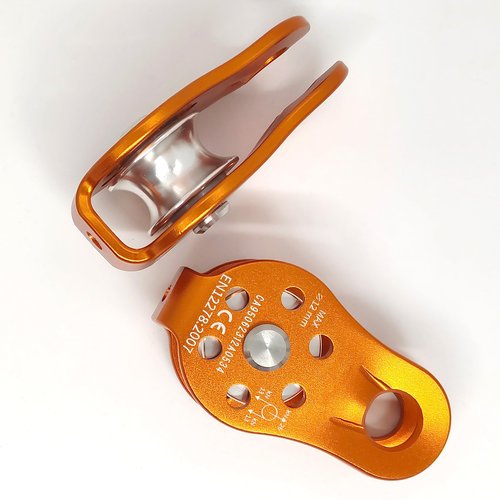 LILYXIN 26KN Fixed Plate Micro Pulley, Small Aluminum Rope Pulleys, Climb Bearing Hitch Pulley for Climbing, Rappelling, Aloft Work Etc (26KN, Orange, 2)