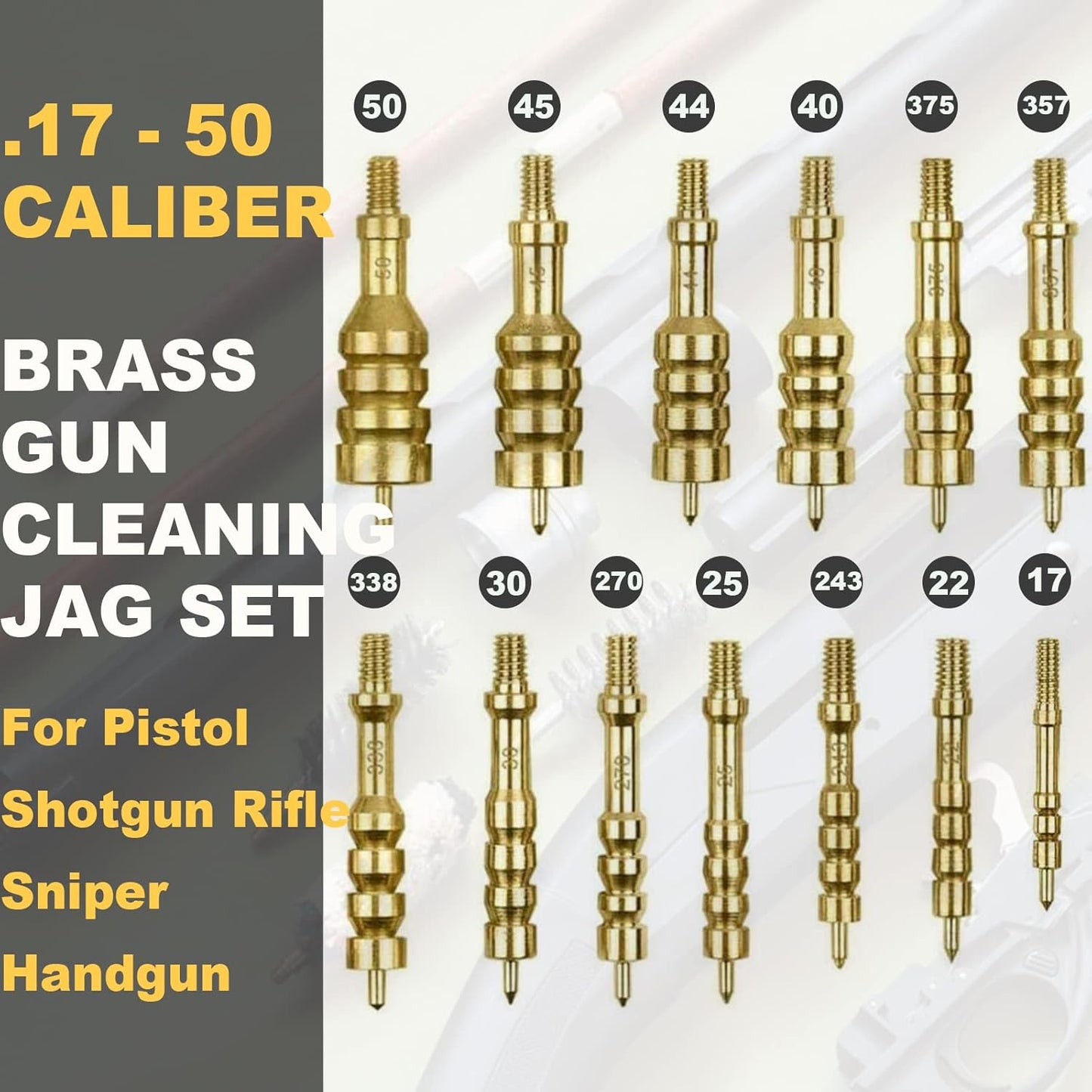 iunio Solid Brass Gun Cleaning Jag Set, Gun Cleaning Jag for Rifle Cleaning and Maintenance Solid Brass Slotted Tip with Storage Case