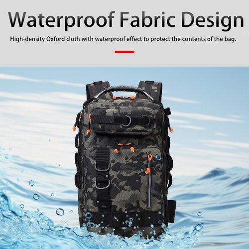 Mondogreet Fishing Tackle Backpack Storage Bag with Rod Holder,Large Storage Space, Easy Access to Fishing tools, Fits 3600 3700 Tackle Tray,Suitable for Fly Fishing Outdoor Travel Camping.