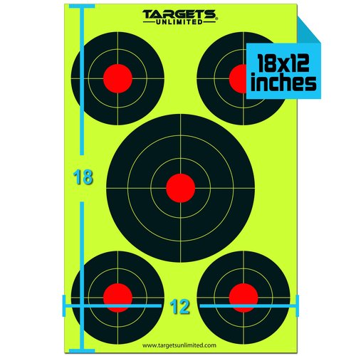 Splatter Targets - 12 x18 inch – Two Color Splatter. Instantly See Your Shots Burst Bright Fluorescent Yellow or White Upon Impact. (10 Pack)