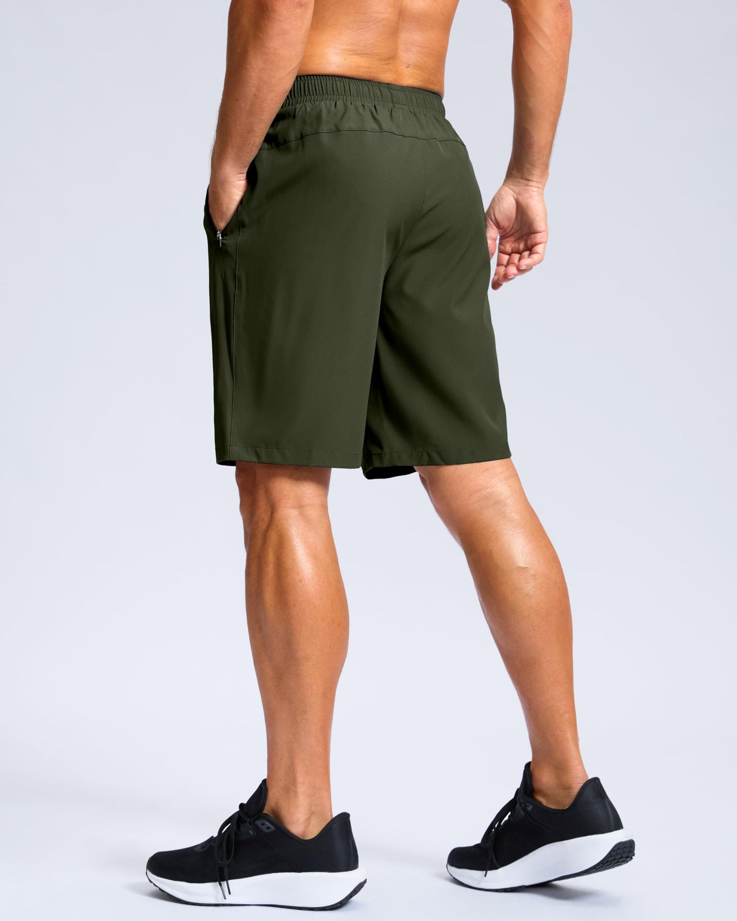 G Gradual Men's Athletic Running Shorts with Zipper Pockets Quick Dry 7"/ 5"/ 9" Workout Gym Shorts for Basketball Hiking(Olive,9XXL)