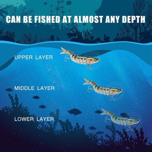 TRUSCEND Fishing Lures for Bass Trout Topwater Swimbaits for Segmented Multi Jointed Swim Baits Slow Sinking Swimming Bait for Freshwater Saltwater Gear Pike Lure Kit Gifts for Men
