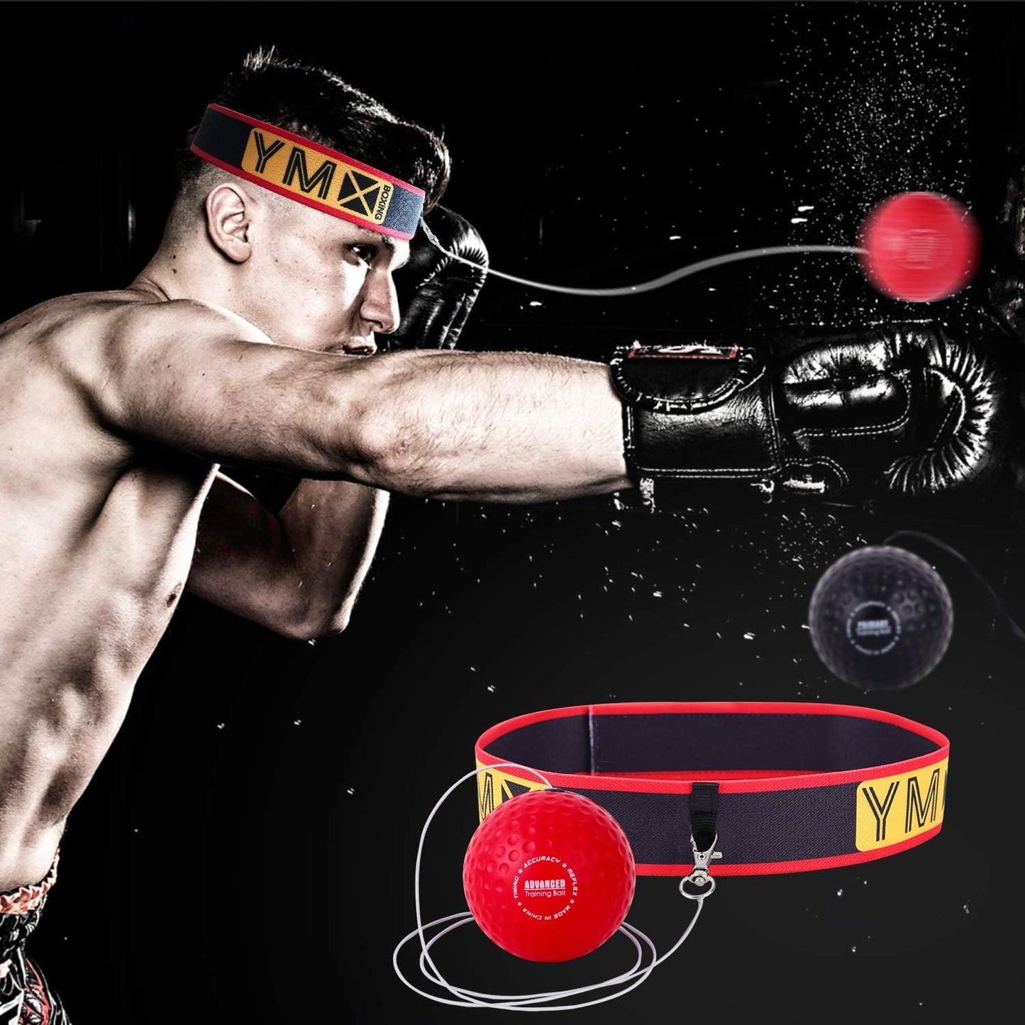 Training Reflex Ball - Adjustable Elastic Head Band, Light Weight Soft Foam Balls - Improve Hand to Eye Coordination, Reaction Speed, Focus, Accuracy - Cardio Sports Exercise Equipment