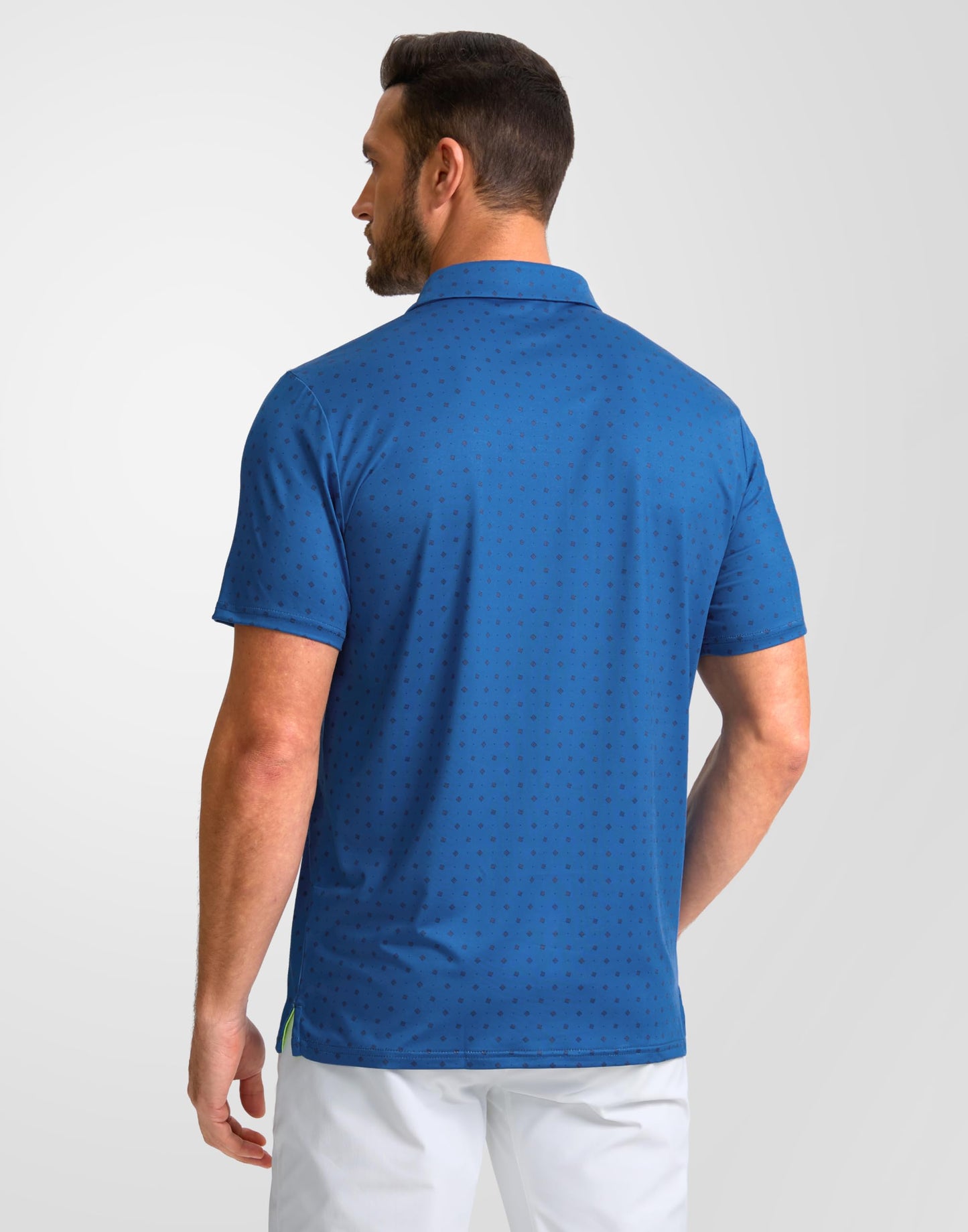 Obla Mens Golf Polo Shirts Short Sleeve Dry Fit Performance Moisture Wicking Casual Print Collared Golf Shirts for Men(Blue Circle_XXL)