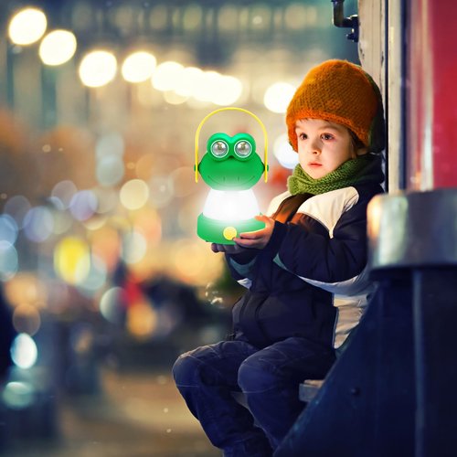 VIHOSE 2 Set Animal LED Camping Lantern and Headlamp 4 Pcs Animal Themed Camping Equipment Room Nightlight Battery Powered Night Light for Emergency, Hurricane, Lightweight Tent Lamp(Frog, Owl)