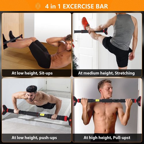 Pull Up Bar for Doorway, Strength Training Pull-up Bars, No Screws, No Installation Required, Max Load 440 LBS Chin Up Bar With Level Meter and Adjustable Width for Home Gym Upper Body Workout