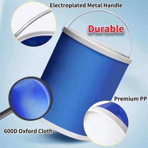TSBSHum Collapsible Bucket with Handle,3.43 Gal Folding Bucket,Made of 600D Waterproof Oxford Cloth,Use as a Water Bucket,Fishing Bucket,Car Wash Bucket,Collapsible Trash Can,for Camping and Outdoors