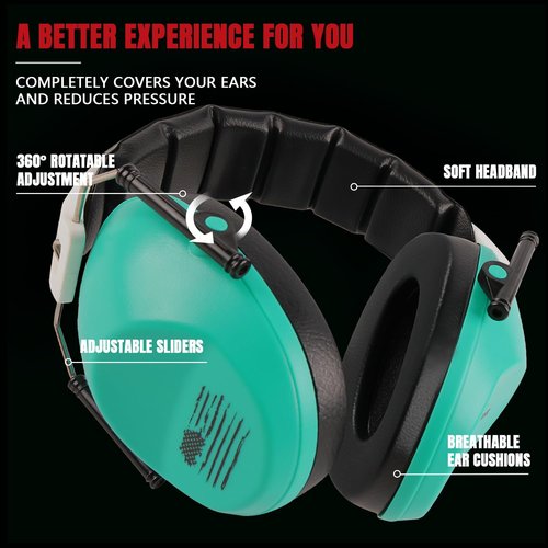 HEARMOR 3-in-1 Gun Range Ear and Eye Protection Safety Equipment Kits, Including Shooting Earmuffs, Safety Glasses and Earplugs, Ideal Gift for Women & Youth, Teal