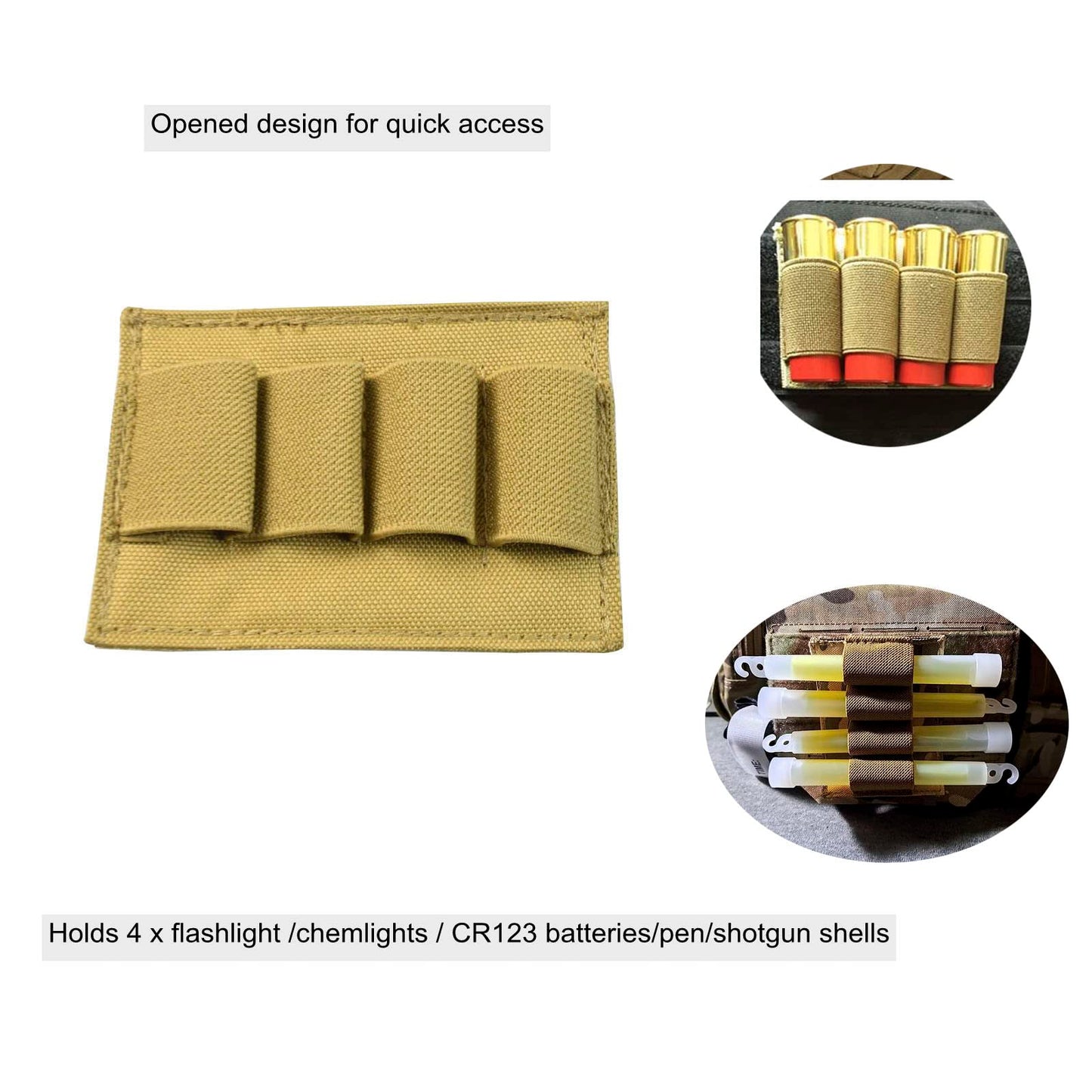 Tactical Helmet Battery Pouch Counterweight Pouch Battery Pack Balance Weight Bag and Tactical Elastic Opening Flashlight Chemlight Battery Holder with Hook&Loop for Tactical Helmet (TAN)