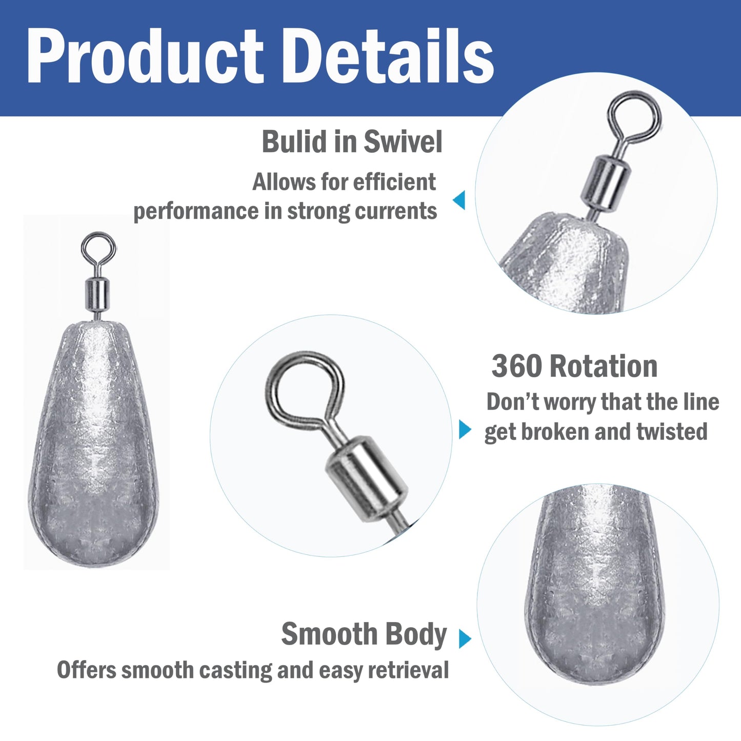 Fishing Weights Sinkers Kit 25pcs Bass Casting Weights Drop Shot Weights with Swivel for Freshwater Saltwater Catfish Weights