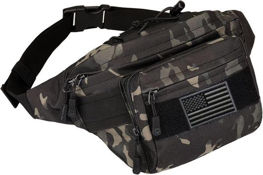 ArcEnCiel Tactical Fanny Pack for Men Waist Bag Military Hip Belt Outdoor Hiking Fishing Bumbag with Patch
