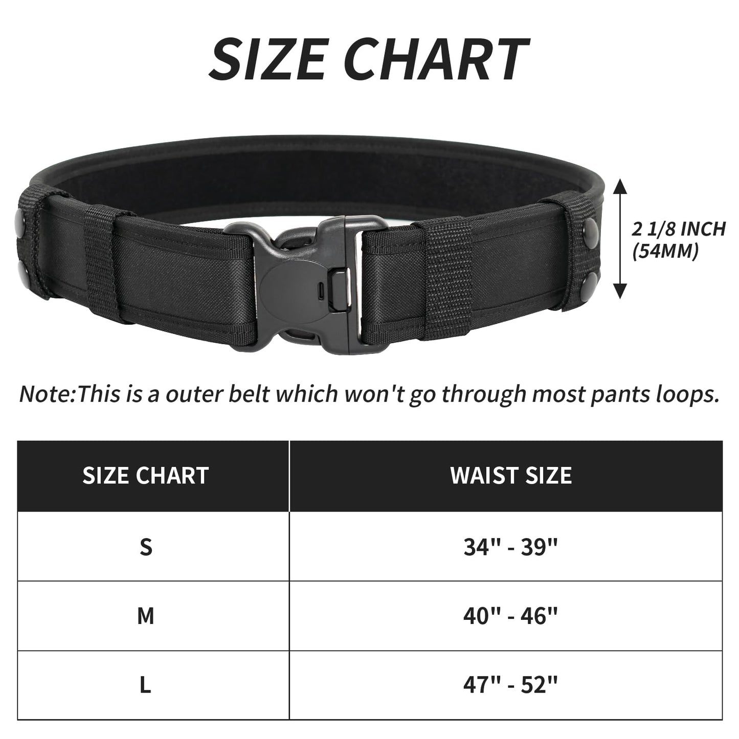 FENGSINET Duty Belt Nylon Police Belts for Law Enforceent Security Utility Tactical Belt Carry Mens Webbing Belt (Nylonblack, Small)