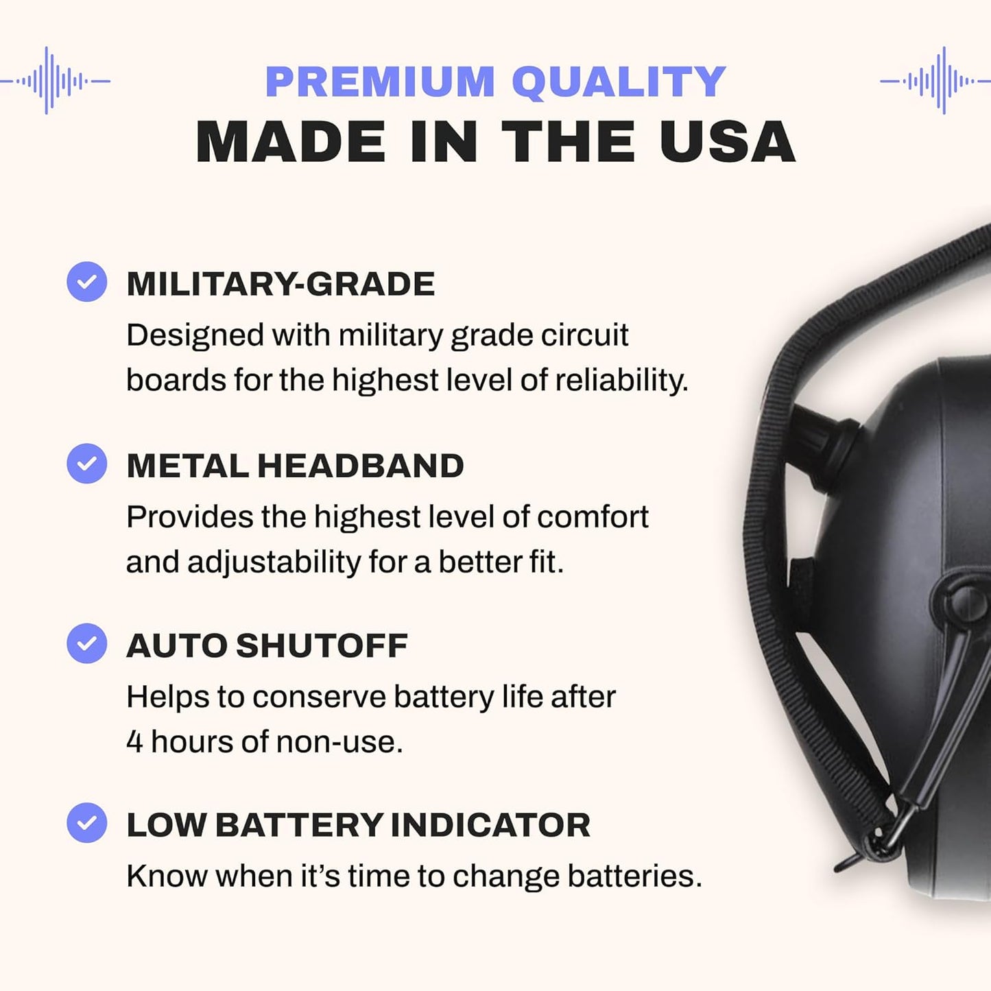 Pro Ears Gold II 26 Ear Muffs, NRR 26, Military Grade Hearing Protection w/DLSC Compression, Gel Ear Seals & Auto Shut Off