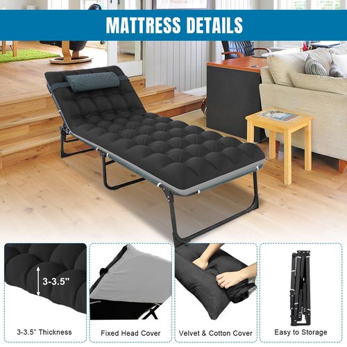 BIG RED Camping Sleeping Cot,5-Position Folding Cot,Lounge Chair with Mattress,Folding Sleeping Cot,Camping Cots for Adults, Heavy Duty Lounges Chairs for Outside, Beach, Lawn