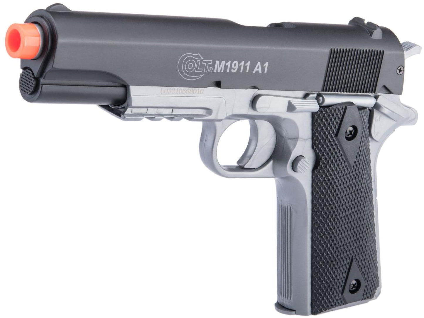 Evike Airsoft - Cybergun Colt Licensed Airsoft M1911A1 Full Size Airsoft Spring Airsoft Pistol w/Metal Part (Color: Two Tone)