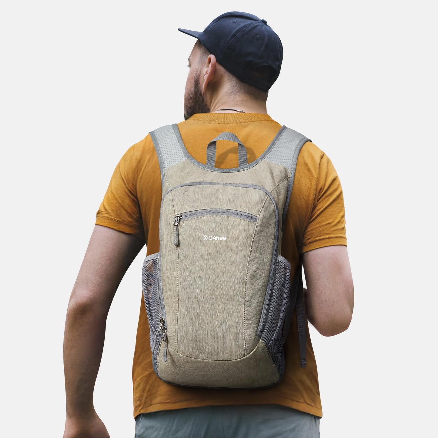 G4Free 15L Hiking Daypack Lightweight Travel Backpack Packable Outdoor Casual Foldable Shoulder Bag (Beige)