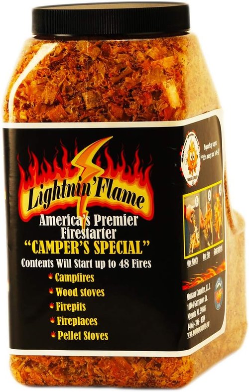 LIGHTNIN'FLAME Firestarter - All Natural Food Safe. 3 qts ignites 48 Fires