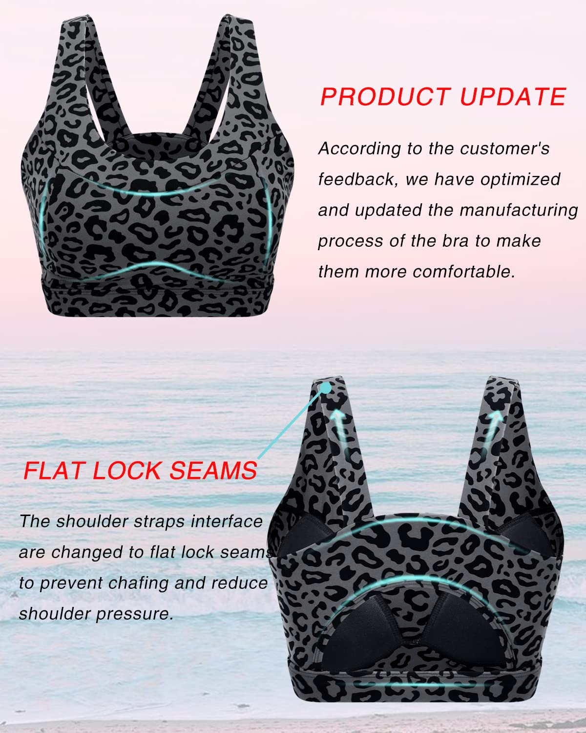 RUNNING GIRL High Impact Sports Bras for Women,Racerback Bra Workout Crop Tops for Women(WX2667 Leopard Print,3XL)
