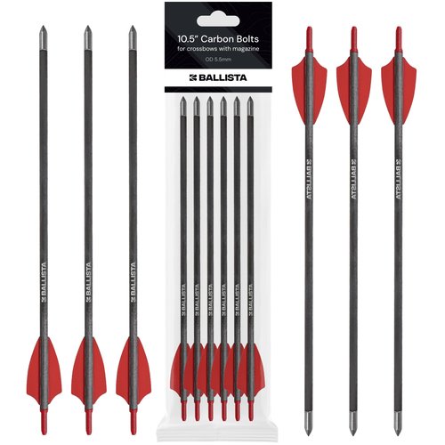 BALLISTA 10.5" Crossbow Bolts Carbon Arrows with Steel Tips, Half-Moon Nocks, OD 5.5mm for BAT Regular and Reverse with Magazine (Pack of 6)