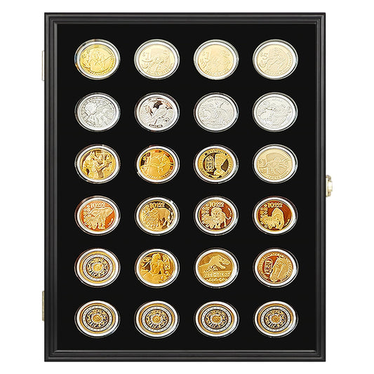 24 Casino Chip Coin Display Case,Challenge Coin Display,Challenge Coin Holder,Challenge Coin Display, Mility Coin Holder Display,Chips Holder Wall Rack 98% UV Lockable,Solid Wood Frame,Glass Door.