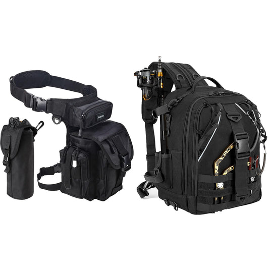 Jueachy Drop Leg Bag+Jueachy Fishing Tackle Backpack