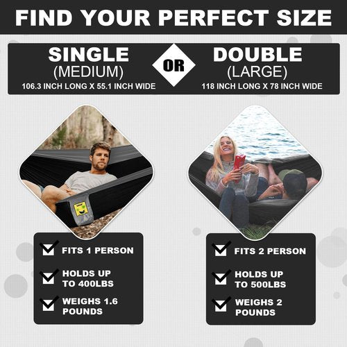 SZHLUX Camping Hammock Double Portable Hammocks Camping Accessories and Camping Gear,Great for Hiking,Outdoor,Beach,Camping