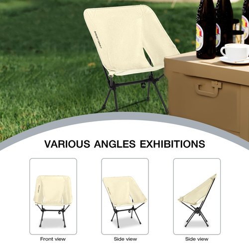 CAMEL CROWN Portable Camping Chair Folding Compact Lawn Lightweight Backpacking Chair with Carry Bag for Outdoor Hiking Beach Travel Picnic Festival White