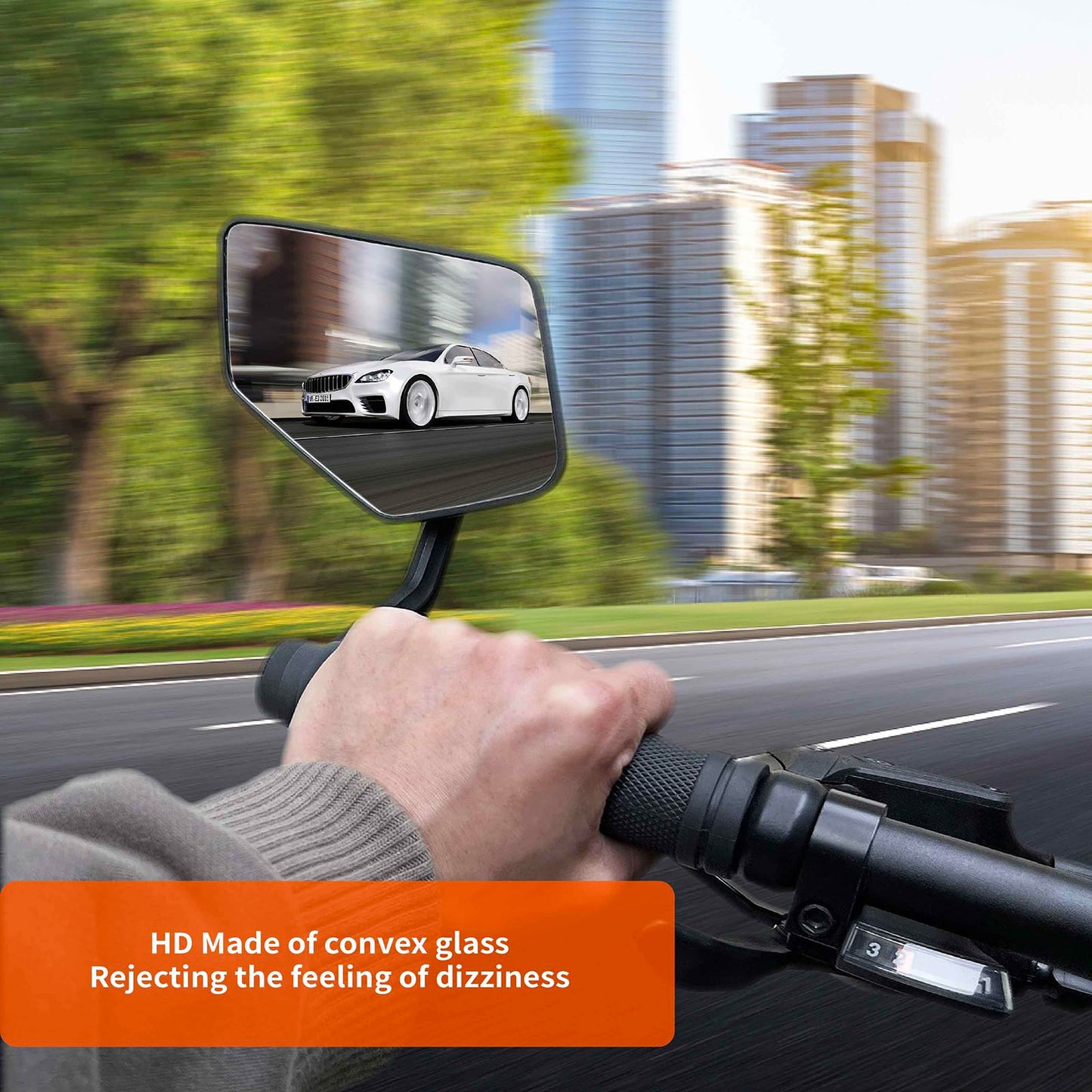 Homieway Bike Mirror for Handlebar,HD Glass Lens Bicycle Mirror, Scratch Resistant and Fall Resistant Handlebar mirror, Adjustable E-bike Rear View Mirrors, Bar End Cycle Mirror Left (0.59-0.7in)