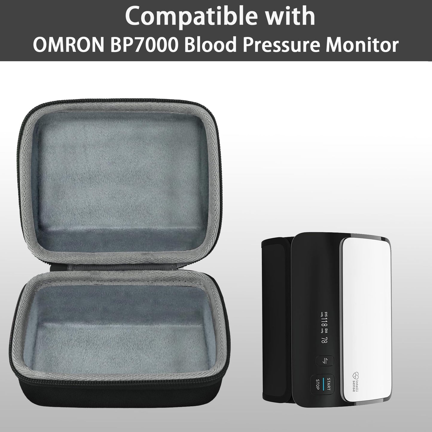 co2CREA Hard Case Replacement for OMRON Evolv Bluetooth Wireless Upper Arm Blood Pressure Monitor BP7000 HEM-7600T-BK (Black Case)